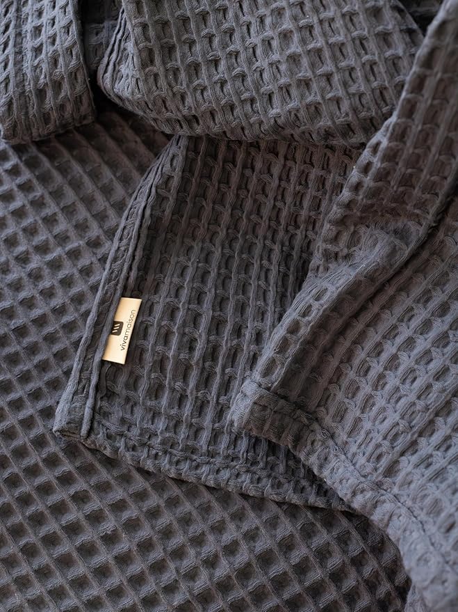 Premium Waffle Blanket Twin Size Anthracite - Luxury, Pure 100% Turkish Cotton, Light and Airy Waffle Weave All-Season Quilt - Decorative Bedspread (Anthracite, Twin 63" x 91" Inch)