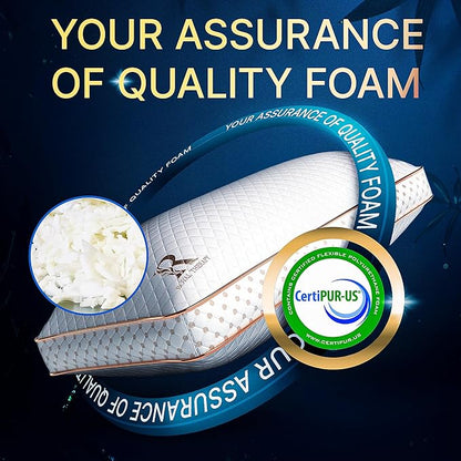 Royal Therapy 4-Pack Queen Memory Foam Pillow, Adjustable Shredded Odor-Free Pillow for Neck & Shoulder Pain Relief, Support for Back, Stomach, Side Sleepers, AirFlowPRO
