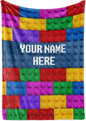 Custom Throw Blanket for Boys and Girls | Custom Name | Compatible | Soft Warm Bedding | Room Decor or Bed Cover | Couch Blanket | Creative Colorful Building Blocks (Fleece, 50x60)