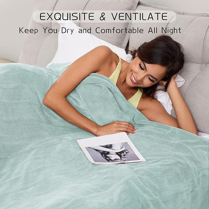 Electric Heated Blanket 84"x90" Queen Size, Soft Coral Fleece, Dual Controllers with 4 Heating Levels and 10 Hours Auto-Off, Machine Washable, Cozy Plush Fabric for Home, Mint Green