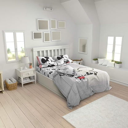 Jay Franco Disney Mickey Mouse Jersey 4 Piece Twin Bed Set - Includes Reversible Comforter & Sheet Set - Super Soft Fade Resistant Polyester (Official Product)