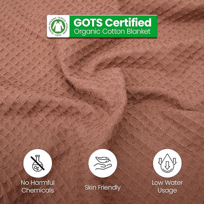 100% Long Staple Cotton Waffle Multipurpose Blanket | Soft & Breathable, Lightweight All-Season Throw for Bed/Couch/Sofa | Machine Washable |n (Waffle-Coffee, King (U.S. Standard))