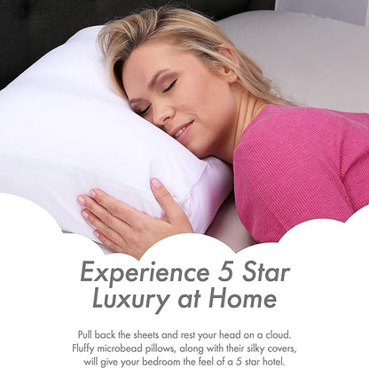 Cover Only for Premium Microbead Bed Pillow, Medium Extra Smooth - Ultra Comfortable Sleep with Silk Like Anti Aging Cover 85% Spandex/ 15% Nylon Breathable, Cooling Pure White