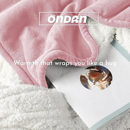Electric Heated Blanket 84"x90" Queen Size Flannel Heated Blanket, Cozy & Warm for All Night, 4 Heat Settings & 10 Hours Auto Off, Machine Washable-Light Pink