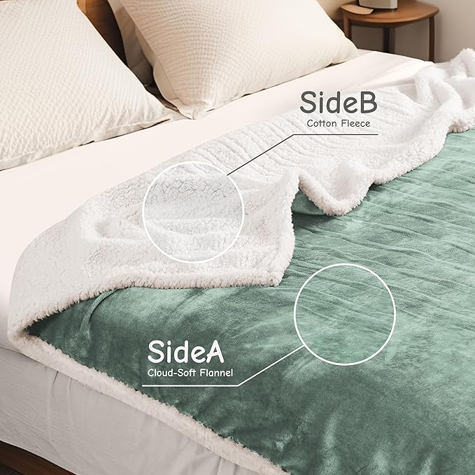 Electric Heated Blanket Throw Size 50"x60", Soft Flannel with Overheat Protection, 6 Adjustable Heat Settings & 3-Hour Auto-Off Timer, Fast Heating for Winter Comfort, Light Green