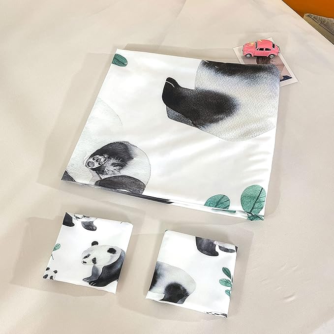 CVHOUSE Panda Duvet Cover Set Queen,Panda Bedding Set for Boys Girls,Animal Comforter Cover,Cute Cartoon Pandas Quilt Cover Set,1 Quilt Cover 2 Pillowcases 3 Piece