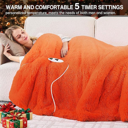 Heated Electric Blanket Throw–Faux Fur with Soft Thick Sherpa,Warm Winter Birthday Gifts for Women Grandma，10 Heat Settings,5 Time Settings with Fast Heating, 50x60, Cocoa Brown