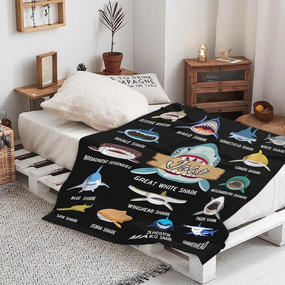Custom Shark Faces Blankets Gifts for Birthday Son Daughter Brother Friends On Bed Sofa,Personalized Premium Flannel Blankets for Christmas Thanksgiving, All Season Use 90''x 120'' -XL
