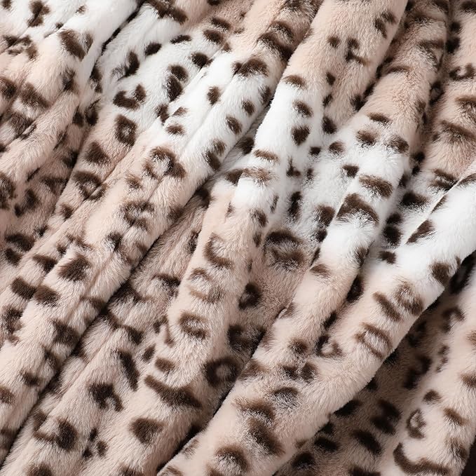Electric Heated Blanket Full Size 72"x84", Cozy Large Oversized, 6 Heating Levels & 1-10 Hours Auto Off, Machine Washable, Leopard Print, Beige