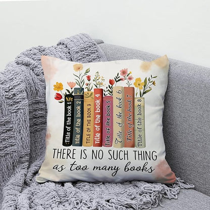 Hyturtle Personalized Book's Title Pillow (Insert Included) Gifts for Book Lovers, Reading Club Librarian Gifts for Girls Women on Birthday Christmas, Custom Name Couch Cushion Decor Throw Pillow