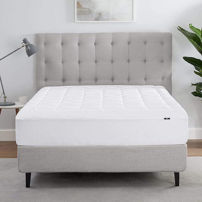 Serta ComfortSure Twin XL Mattress Cover, Fitted Pillow Top Mattress Pad, Super Soft and Breathable Quilted Cotton Protector with 18" Elastic Deep Pockets for Secure Fit, White