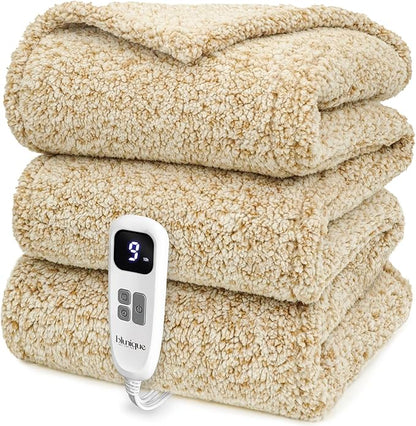 Heated Blanket Electric Blanket Full - Fast Heating Blanket Throw Double Sided Sherpa Ultra Soft Cozy with 10 Heating Levels & 2-10 Hours Auto Off, Mashine Washable, 72 x 84 Inches, Camel