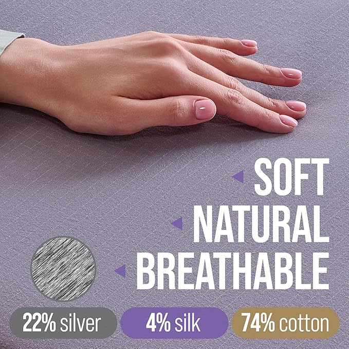 Luxury Grounding Sheets King 22% Silver Fiber, 74% Cotton, 4% Silk, SGS Quality Certified Grounded Well Bed Sheet - Conductive Earth Fitted Sheet for Better Sleep, Grey
