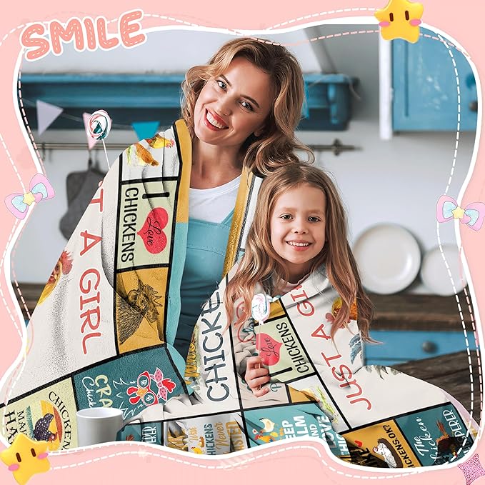 Just A Girl Who Loves Chickens Blanket 50" X 40" for Girls Kids, Chicken Lover Gifts for Birthday Christmas, Soft Warm Cozy Blanket for Bed Sofa Sleep