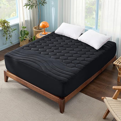 Bedsure Black Twin XL Mattress Pad - Soft Mattress Topper for College Dorm Room Essentials, Extra Long Twin Bed Cover Protector with 8-21 Inches Deep Pocket, Washable, Black, 39x80 Inches