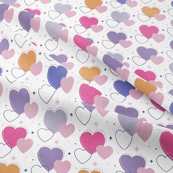 Peopleareok Pink Heart Comforter Sets Twin (68x86 Inch), 2 Piece Cute Pink Purple Heart Print Comforter with 1 Pillowcases, Ultral Soft Microfiber Kids Bed Set for Girls Bedroom Decor All Season