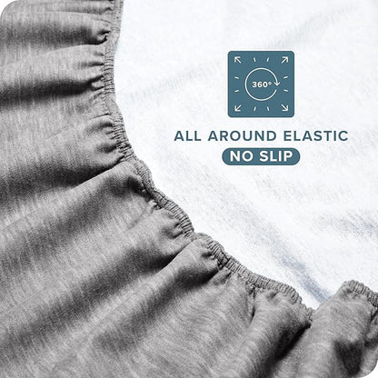 Bare Home Flannel Sheet Set 100% Cotton, Velvety Soft Heavyweight - Double Brushed Flannel - Deep Pocket (Twin XL, Heathered Light Grey)