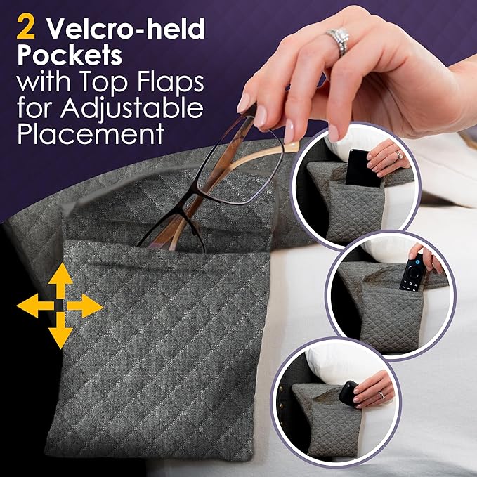 Bed Wedge Pillow for Headboard Gap Up to 7", Triangle Gap Filler for Bed, Mattress Wedge Gap Filler, Headboard Space Filler, Corner Pillow, Grey King 76"