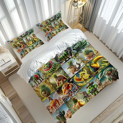 Funny Fusion Animals Bedding Set,Fusion Animals Duvet Cover Twin Full Queen King Set for Kids Boys Bed Decor Gifts (Color 7,Twin (68" x 90"))