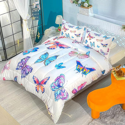 CVHOUSE Butterfly Bedding Set - Twin Butterfly Comforter Set with 1 Comforter and 2 Pillow Cases