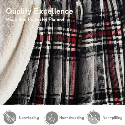 Heated Blanket Electric Blanket Full Size 72''x84'', Soft Flannel Heating Blanket with 12 Hour Auto Off - 10 Heat Settings - Machine Washable - Gray & Red