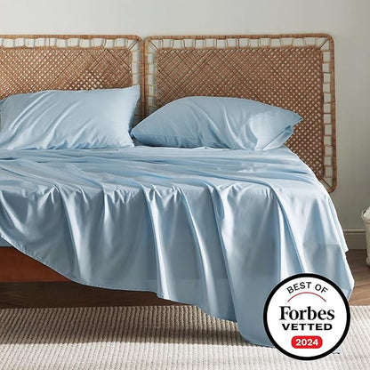 Bedsure Full Size Bed Sheets, Cooling Sheets, Rayon Derived from Bamboo, Breathable & Soft, Deep Pocket Up to 16 Inches, Hotel Luxury Silky Bedding for Hot Sleepers, Aqua