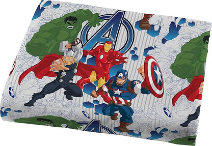 Marvel Avengers Blue Circle 4 Piece Twin Bed Set - Includes Reversible Comforter & Sheet Set - Super Soft Fade Resistant Polyester (Official Marvel Product)