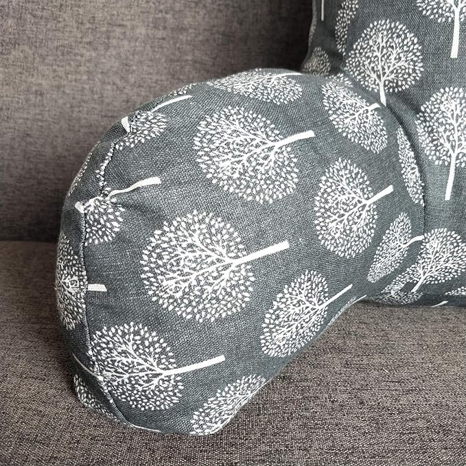 Bohemian Printed Reading Pillow with Support Arms Soft Bed Rest Pillows Back Support Cushion for Kids Reading Watching TV Sitting Up in Bed (20"×15"×8",Grey Tree)