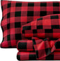 Bare Home Flannel Sheet Set Prints, 100% Cotton, Soft Heavyweight - Christmas Holiday Sheets - Double Brushed Flannel - Extra Softness, Comfort - Deep Pocket (Cal King, Buffalo Plaid - Red/Black)