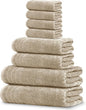 Tens Towels Pack of 8 Towels Set, 2 Extra Large Bath, 2 Hand, 4 Washcloths, 100% Cotton, Lighter Weight, Quicker to Dry, Super Absorbent, Perfect for Bathroom, Beige