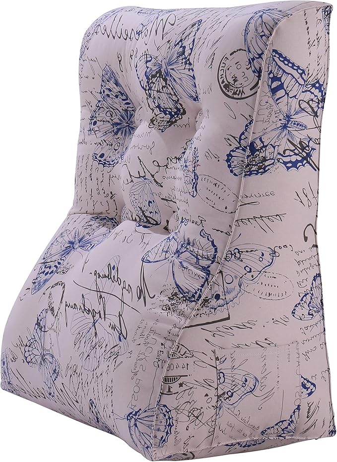 WOWMAX Curve Reading Pillow for Adult, Heighten Back Pillow for Sitting in Bed, Back Support Pillow for Couch, Chair Pillow for Back Support, 24 x 10 x 24 inch, 100% Cotton Removable Cover