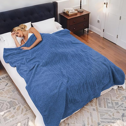 Heated Blanket Full Size Electric Blanket 72" x 84" with 5 Levels Heating & 10Hs Auto Off, Silky Microplush Flannel & Warm Sherpa Fabric, Machine Washable, Great Christmas Birthday Gifts, Demin Blue