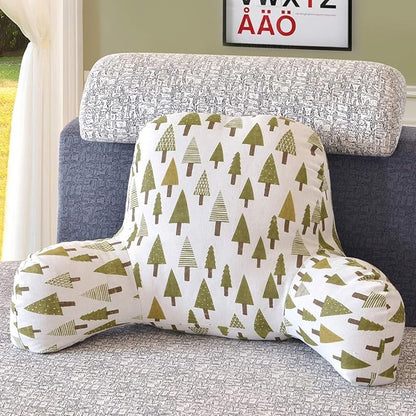 Bohemian Printed Reading Pillow with Support Arms Soft Bed Rest Pillows Back Support Cushion for Kids Reading Watching TV Sitting Up in Bed (23"×16"×10",Tree)