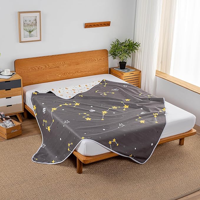 WenBags 70x78 Inches Large Reusable Bed Pads for Incontinence - Waterproof Mattress Protector in Stain - Hiding Gray, Ideal for Adults, Seniors, Kids, Hospitals & Pets, Fits King & Queen Size Beds
