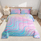 Feelyou Girls Pink Comforter Set Full Size Kids Rainbow Stripe Bedding Set for Boys Teens Women Die Tye Comforter Breathable Geometric Duvet Princess Decor Quilt,1 Comforter with 2 Pillowcase