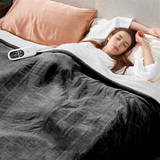 Electric Blanket Heated Twin Size, Ultra-Soft 84" x 62" Heating Blankets, Fast, Even & Efficient Heating, 1-12 Hours Auto-Off and 6 Heatin Settings, UL Listed for Safety, Warm Gift for Grandma