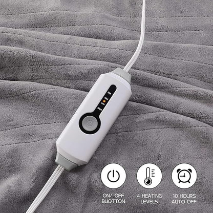 Electric Heated Blanket 72"x84" Full Size, Soft Coral Fleece with 4 Heating Levels and 10 Hours Auto-Off, Machine Washable, Cozy Plush Fabric for Home, Light Gray