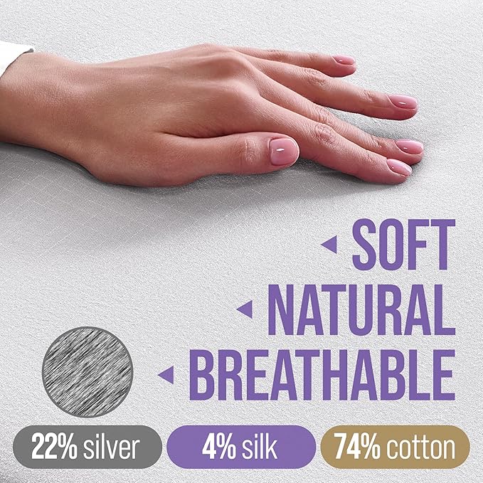 Luxury Grounding Sheets Queen 22% Silver Fiber, 74% Cotton, 4% Silk, SGS Quality Certified Grounded Well Bed Sheet - Conductive Earth Fitted Sheet for Better Sleep, White