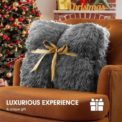 Heated Electric Blanket Twin–Faux Fur with Soft Thick Sherpa,Warm Winter Birthday Gifts for Women Grandma，10 Heat Settings,5 Time Settings with Fast Heating, 62x84, Foggy Dusk
