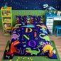Dinosaur Duvet Cover Set Queen,Jungle Animals Bedding Sets for Kids Boys Girls Teens Adult Bedroom Decor,Wildlife Dino Quilt Cover Colorful Cartoon Dinosaur Comforter Cover,2 Pillowcases