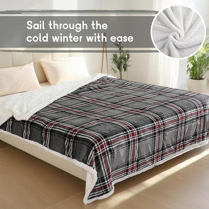 Heated Blanket Electric Blanket Full Size 72''x84'', Soft Flannel Heating Blanket with 12 Hour Auto Off - 10 Heat Settings - Machine Washable - Gray & Red