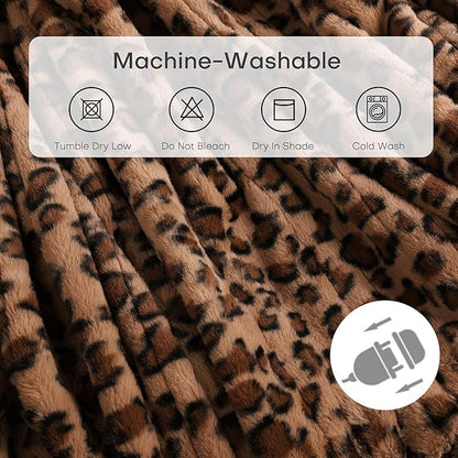 Electric Heated Blanket Full Size 72"x84" - Dual-Sided with Microplush & Sherpa Fabric, 4 Heat Settings & 10 Hours Auto Off, Machine Washable - Leopard Print