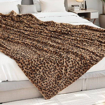 Electric Heated Blanket Full Size 72"x84", Cozy Large Oversized, 6 Heating Levels & 1-10 Hours Auto Off, Machine Washable, Brown Leopard Print