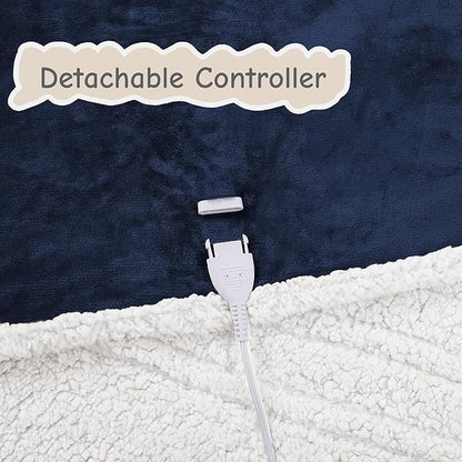 Electric Heated Blanket Full Size 72"x84", Soft Flannel with Overheat Protection, 6 Adjustable Heat Settings & 10-Hour Auto-Off Timer, Fast Heating for Winter Comfort, Navy Blue