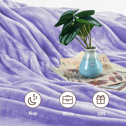 Electric Heated Blanket King Size 90×100, Comfortable & Luxurious Flannel, 4 Heating Levels & 10 H Auto Shut Off, Light Purple