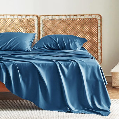 Bedsure King Size Sheets Set, Cooling Sheets for Hot Sleepers, Rayon Derived from Bamboo, Breathable & Soft, Deep Pocket Up to 16 Inches, Hotel Luxury Silky Bedding, Teal