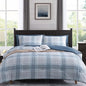 MaiRêve Plaid Full Comforter Sets, Light Blue Grid Farmhouse Bedding Set Bed in A Bag, Classic Checkered Comforter Sets with Fitted & Flat Sheet, Pillowcases & Shams(Light Blue, 80"x90")