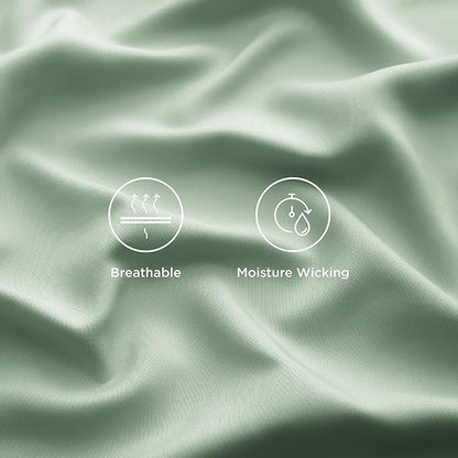 Bedsure California King Sheet Sets, Cooling Sheets, Rayon Derived from Bamboo, Breathable & Soft, Deep Pocket Up to 16 Inches, Hotel Luxury Silky Bedding for Hot Sleepers, Sage Green