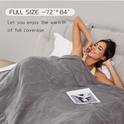 Electric Heated Blanket 72"x84" Full Size, Soft Coral Fleece with 4 Heating Levels and 10 Hours Auto-Off, Machine Washable, Cozy Plush Fabric for Home, Light Gray