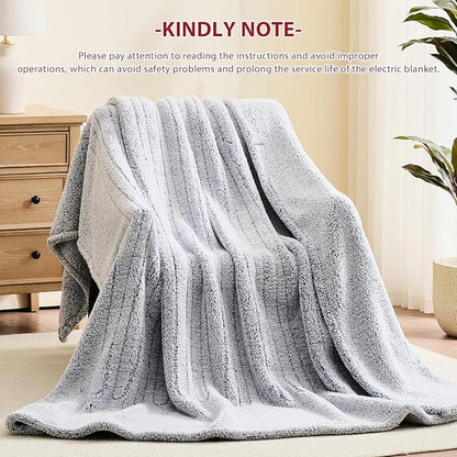 Heated Electric Blanket Full Size - 72"x84" Flannel Heating Blanket with 10 Heating Levels & 5 Time Settings Over-Heat Protection, Winter Warmer for Adults with ETL Certification（Grey）